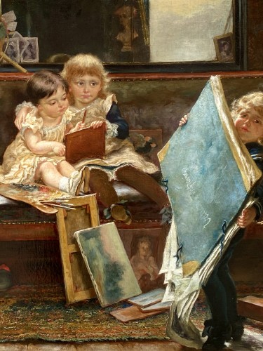 Edgard Farasyn (1858 – 1938) - The Mischievous Little Artists - 