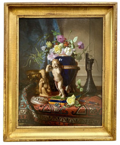 David De Noter (1818 – 1892) - Nature morte avec un vase en lapis