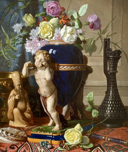 Tableaux et dessins Tableaux XIXe siècle - David De Noter (1818 – 1892) - Nature morte avec un vase en lapis