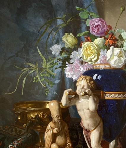 XIXe siècle - David De Noter (1818 – 1892) - Nature morte avec un vase en lapis