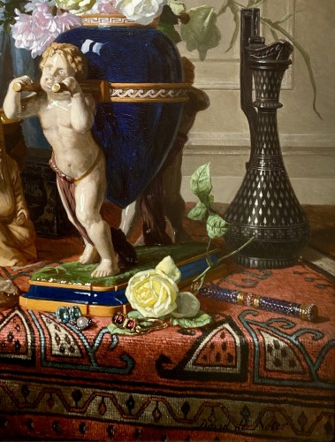 Louis-Philippe - David De Noter (1818 – 1892) - Nature morte avec un vase en lapis