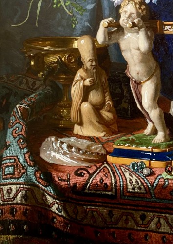 Antiquités - David De Noter (1818 – 1892) - Nature morte avec un vase en lapis