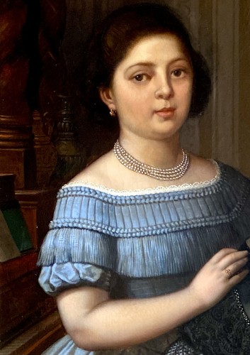 XIXe siècle - Jules Léonard (1827 – 1897) – Madame de Joannès et ses filles