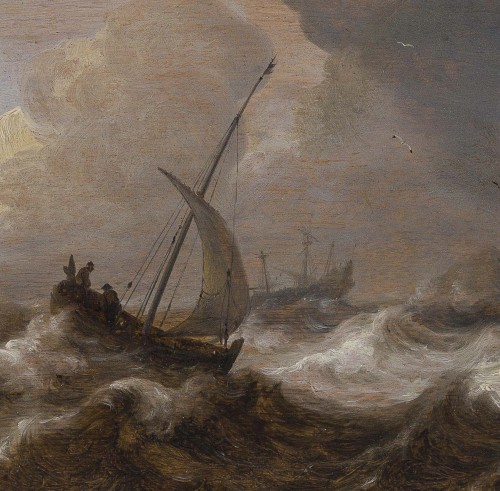 Paintings & Drawings  - Julius Porcellis (1610 - 1645) - Ships in a Turbulent Sea 