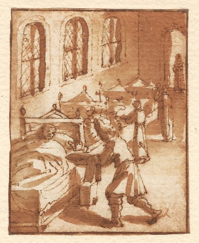 Tableaux et dessins Dessin, Aquarelle & Pastel - Pieter de Jode (1570 - 1634) - Quatre scènes de la vie d'un saint monastique