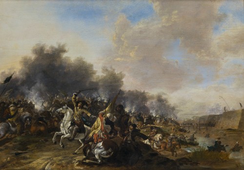 Dirck Stoop (1618–1681) - Choc de cavalerie - Tableaux et dessins Style Louis XIV