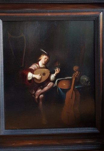 Antiquités - The Lute Player - School of Leiden circa 1645