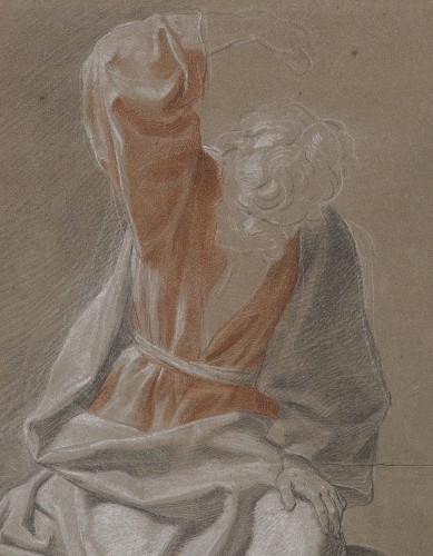 Tableaux et dessins Dessin, Aquarelle & Pastel - Johann Justin Preissler (1698–1771) Étude d'une figure drapée 