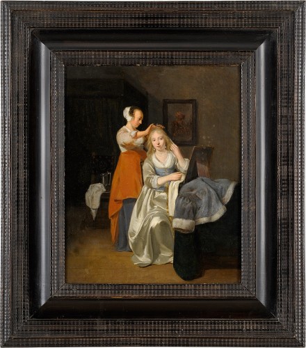 Dame à sa toilette - Peinture hollandaise du XVIIe siècle