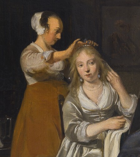 Paintings & Drawings  - Lady at her Toilette - 17th Century  Dutch painting