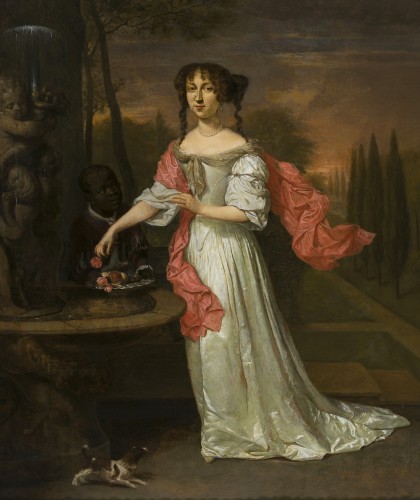 Jan Verkolje (1650–1693) Portrait d'une dame accompagnée d'un page noir