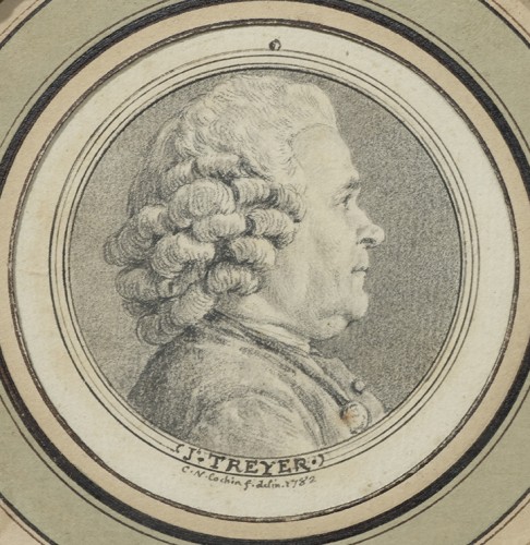 Charles-Nicolas Cochin (1715–1790) Portrait du facteur de clavecin Joseph Treyer - Tableaux et dessins Style Louis XVI